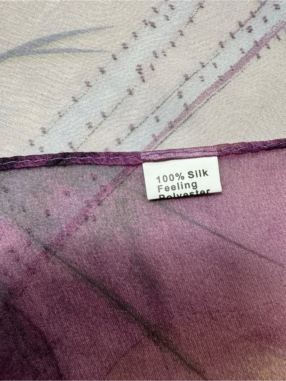 Chiffon Sheer Purple Floral Print Scarf Size 20 x 62